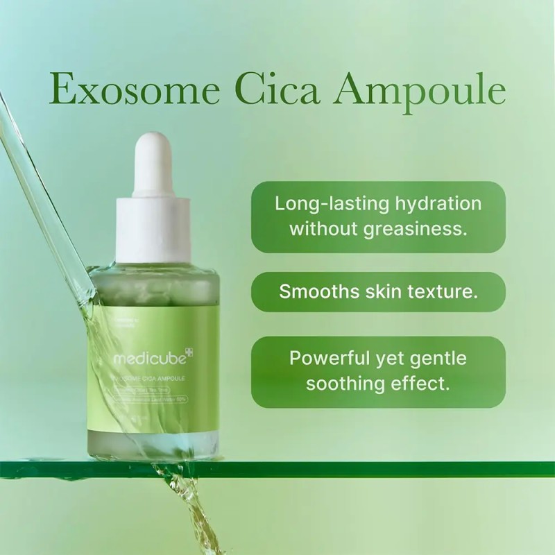 سرم اگزوزوم سیکا مدی کیوب تسکین دهنده قوی پوست Medicube Exosome Cica Ampoule