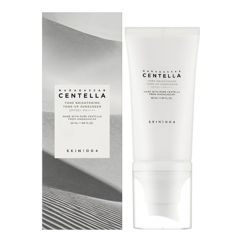 ضدآفتاب ضدلک و روشن‌کننده SPF50+ سنتلا مناسب انواع پوست اسکین 1004 Centella Tone Brightening Tone-Up Sunscreen حجم 50 میل