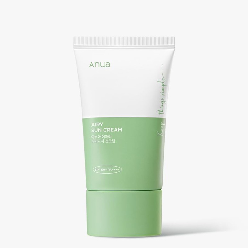 ضدآفتاب تسکین‌دهنده SPF50+ عصاره درخت چای مناسب پوست حساس آنوا Airy Sun Cream حجم 50 میل