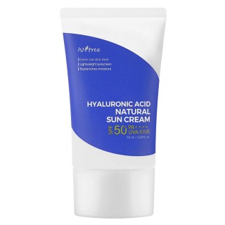 کرم ضدآفتاب فیزیکی آبرسان SPF50 هیالورونیک اسید مناسب پوست حساس ایزنتری Natural Sun Cream with Hyaluronic Acid حجم 50 میل