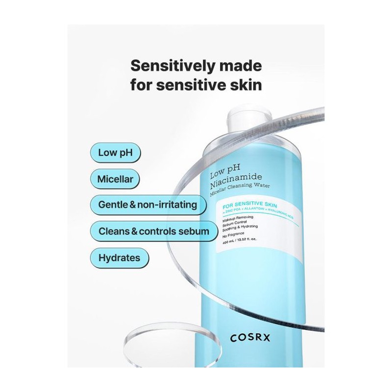 میسلار واتر آبرسان مناسب پوست حساس کوزارکس کوزارکس | COSRX Low pH Niacinamide Micellar Cleansing Water حجم 100 میل
