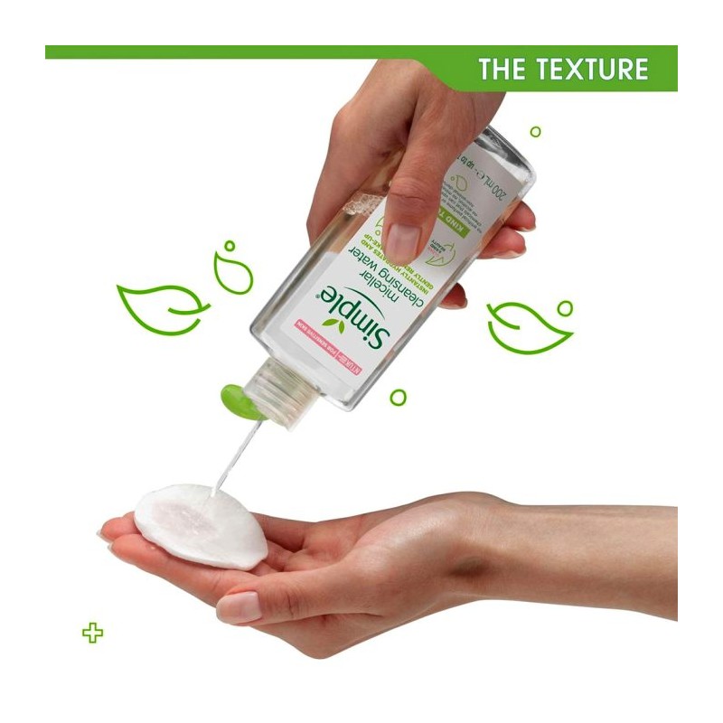 میسلار واتر پاک‌کننده و آبرسان ویتامین B3 مناسب پوست حساس سیمپل Kind to Skin Micellar Cleansing Water حجم 200 میل
