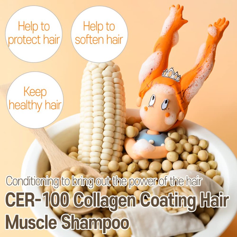 شامپو ترمیم‌کننده و ضدوز مناسب موهای خشک و الیزاوکا | Elizavecca CER-100 Collagen Coating Hair A+ Muscle Shampoo حجم 500 میل