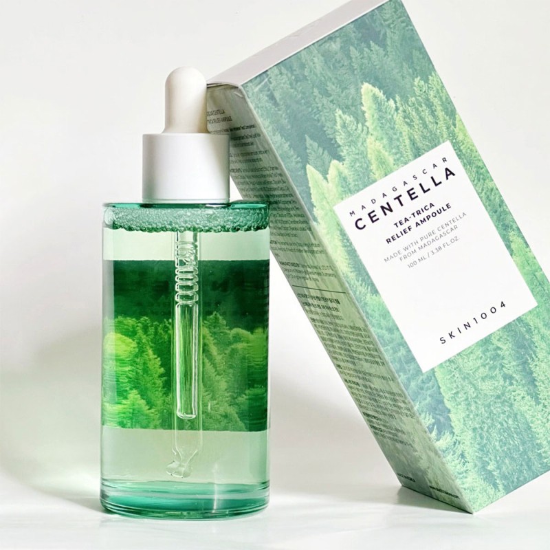 آمپول تسکین دهنده سنتلا مناسب پوست چرب و اسکین ۱۰۰۴ | SKIN1004 Madagascar Centella Tea-Trica Relief Ampoule حجم 100 میل