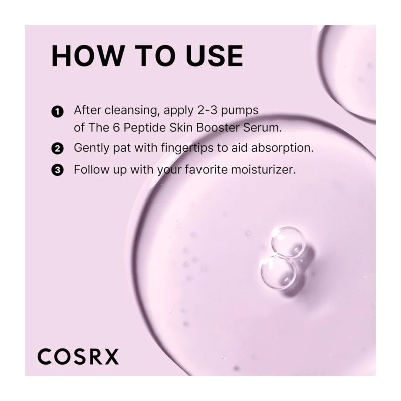 بوستر سرم تقویت کننده پپتید مناسب انواع پوست کوزارکس کوزارکس | COSRX 6 peptide skin booster serum حجم 30 میل