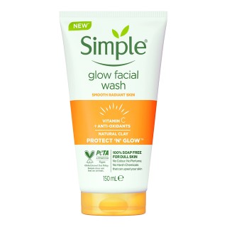 ژل شستشو صورت روشن کننده مناسب پوست کدر سیمپل سیمپل | Simple Glow facial wash with vitamin C and anti-oxidants حجم 150 میل