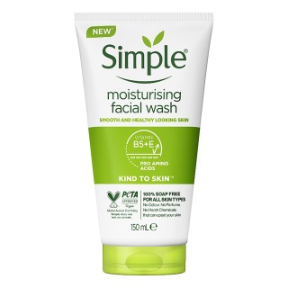 ژل شستشوی مرطوب کننده مناسب پوست خشک و سیمپل | Simple Moisturizer Facial Wash Smooth And Healthy Looking Skin حجم 150 میل