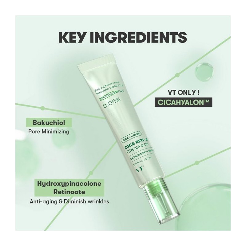 کرم ضد چروک و جوانساز رتینول ۰.۰۵ مناسب پوست حساس وی تی کازمتیک وی تی کازمتیکس | VT COSMETICS Reti-A Cream 0.05 حجم 30 میل