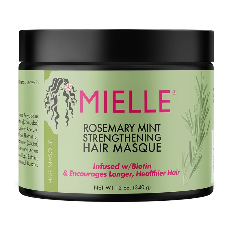 ماسک مو ضد ریزش و تقویت کننده رزماری و نعناع میله میله | Mielle Organics Rosemary Mint Strengthening Hair Masque حجم 340 گرم