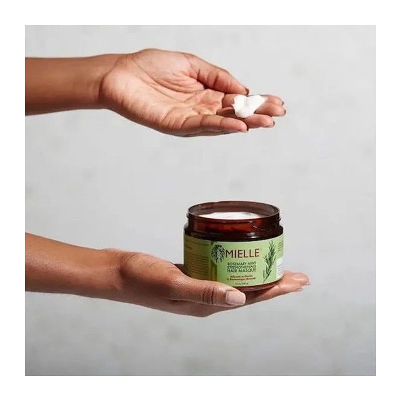 ماسک مو ضد ریزش و تقویت کننده رزماری و نعناع میله میله | Mielle Organics Rosemary Mint Strengthening Hair Masque حجم 340 گرم