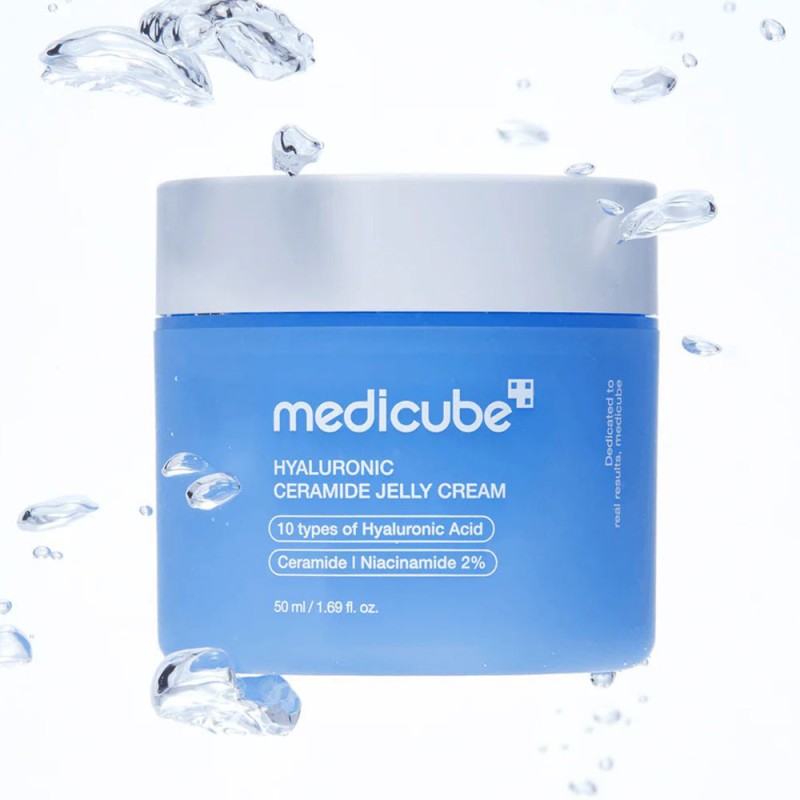 ژل کرم آبرسان هیالورونیک اسید و سراماید مناسب پوست حساس و دهیدراته مدی کیوب Hyaluronic Ceramide Jelly Cream حجم 50 میل
