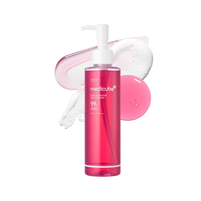 ژل شوینده آبرسان و لایه بردار ملایم PDRN و کلاژن مناسب انواع پوست مدی کیوب PDRN Hydrating Gel Cleanser حجم 200 میل