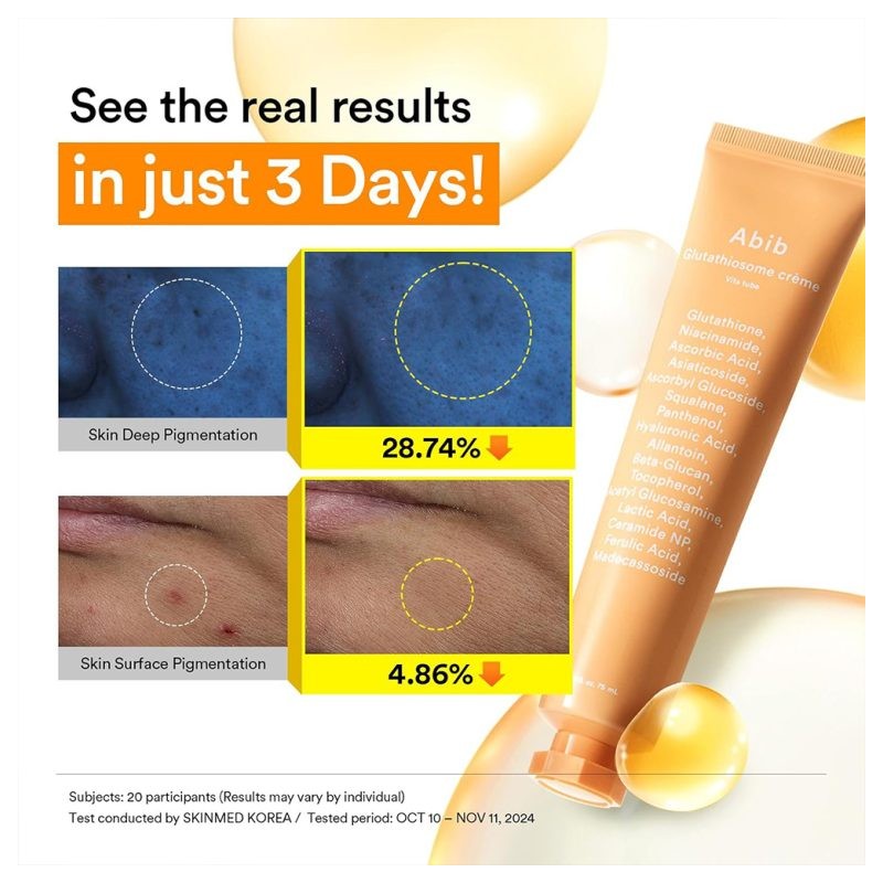 کرم مرطوب کننده ضد لک و روشن کننده گلوتاتیون مناسب انواع پوست ابیب Glutathiosome Cream Vita Tube حجم 75میل