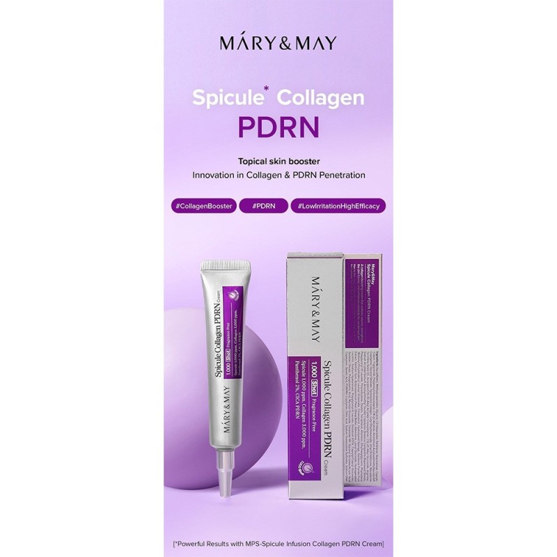 کرم ضد چروک و ترمیم کننده اسپیکول، کلاژن و PDRN مناسب انواع پوست مری اند می Spicule Collagen PDRN Cream وزن 15 گرم