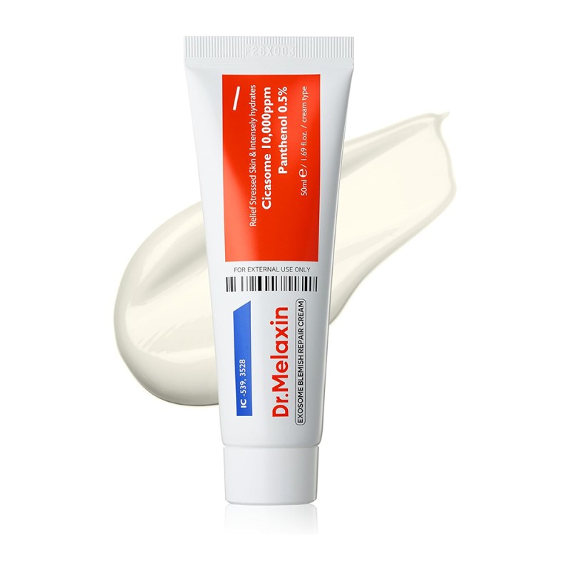 کرم ترمیم کننده و تسکین دهنده اگزوزوم مناسب پوست حساس و ملتهب دکتر ملاکسین Exosome Repair Cream حجم 50 میل
