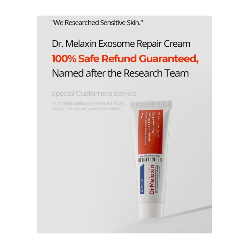 کرم ترمیم کننده و تسکین دهنده اگزوزوم مناسب پوست حساس و ملتهب دکتر ملاکسین Exosome Repair Cream حجم 50 میل