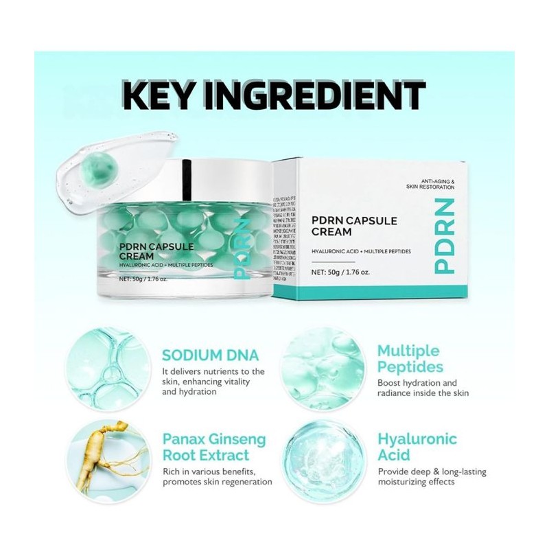 کرم کپسولی ضد چروک و جوانساز مناسب پوست خشک و کدر وی تی کازمتیک PDRN Capsule Cream 100 حجم 50 میل