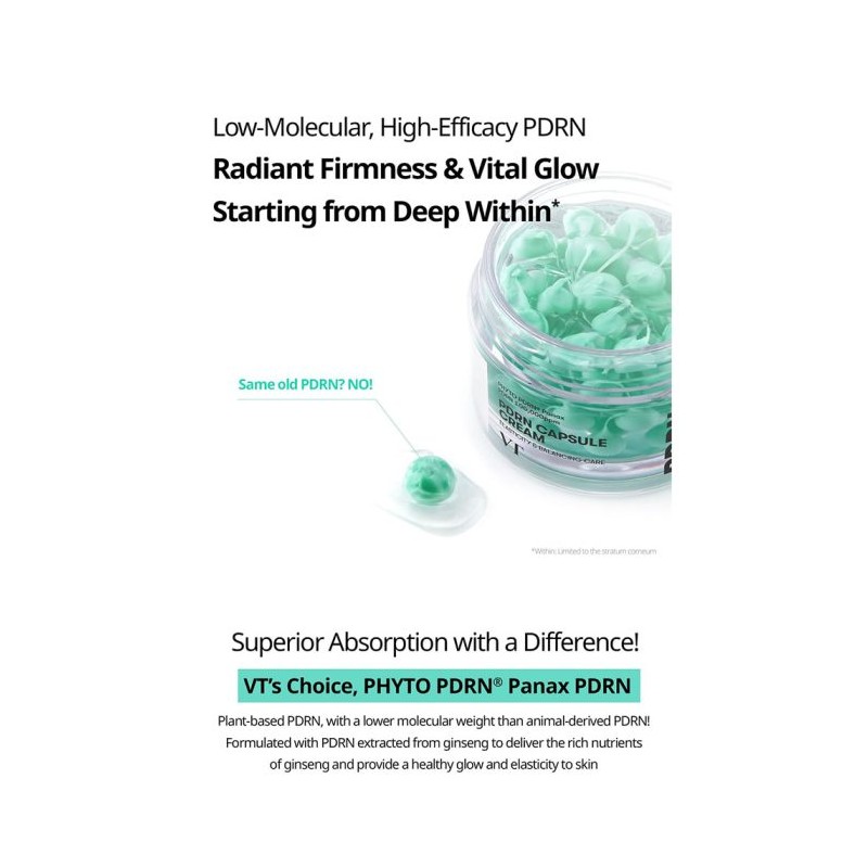 کرم کپسولی ضد چروک و جوانساز مناسب پوست خشک و کدر وی تی کازمتیک PDRN Capsule Cream 100 حجم 50 میل