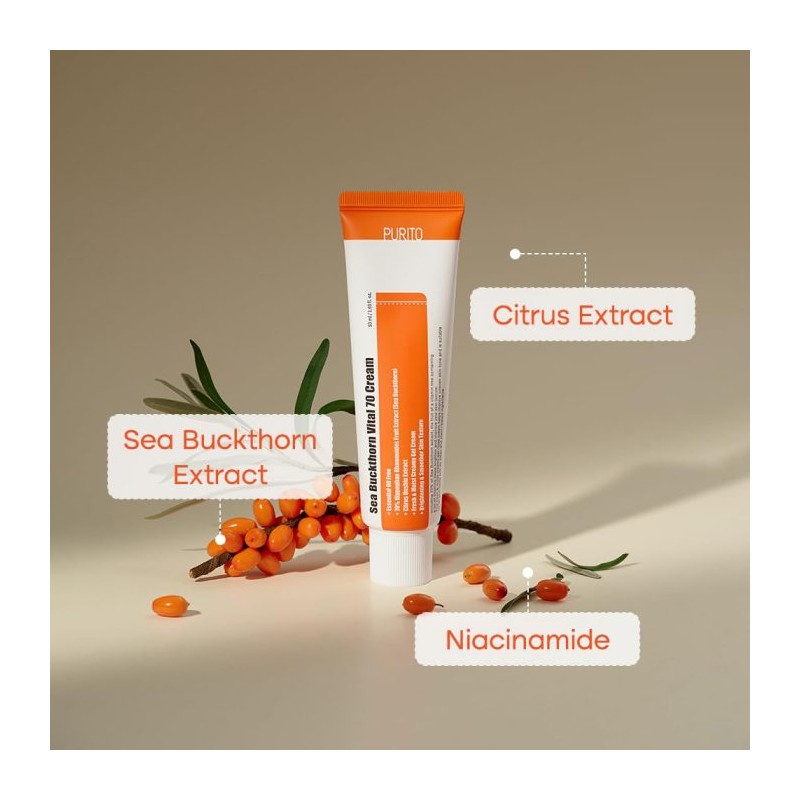 کرم روشن کننده و ضد لک ویتامینه خولان دریایی مناسب انواع پوست پیوریتو Sea Buckthorn Vital 70 Cream حجم 50 میل