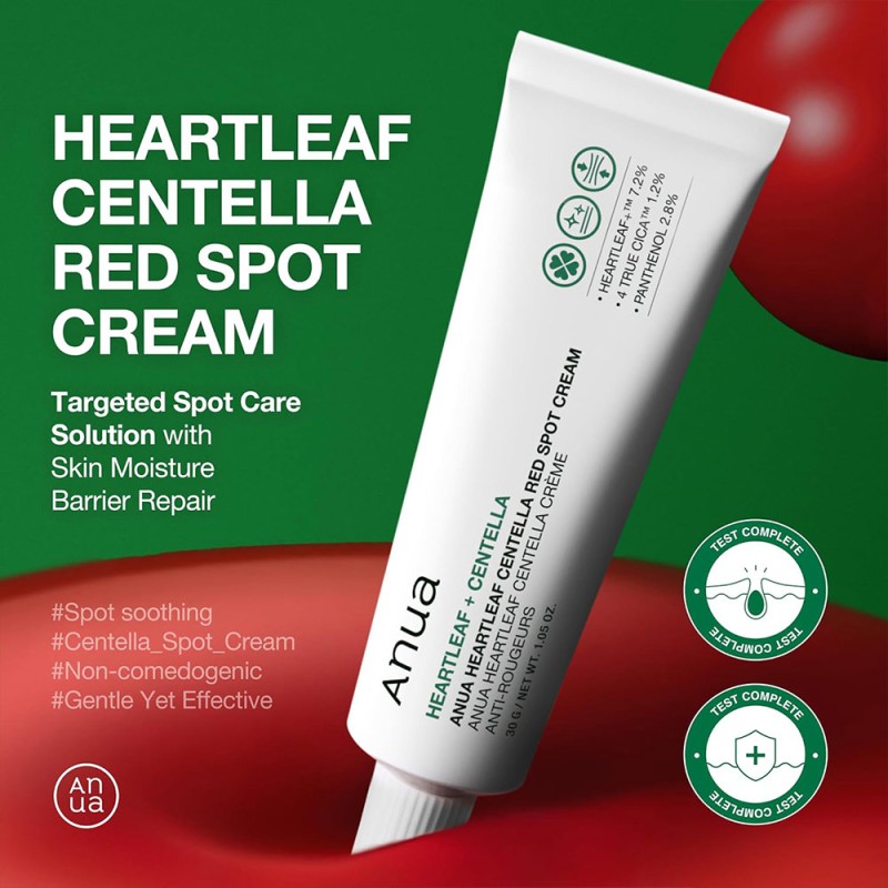 کرم ضد جوش و تسکین دهنده هارتلیف مناسب پوست ملتهب و مستعد جوش آنوا Heartleaf Centella Red Spot Cream حجم 30 میل