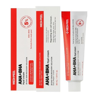 کرم لایه‌بردار و ترمیم‌کننده ۲۸ روزه آبرسان مناسب انواع پوست مدی‌پیل AHA BHA 28 Days Hyal Cream  حجم 30 میل