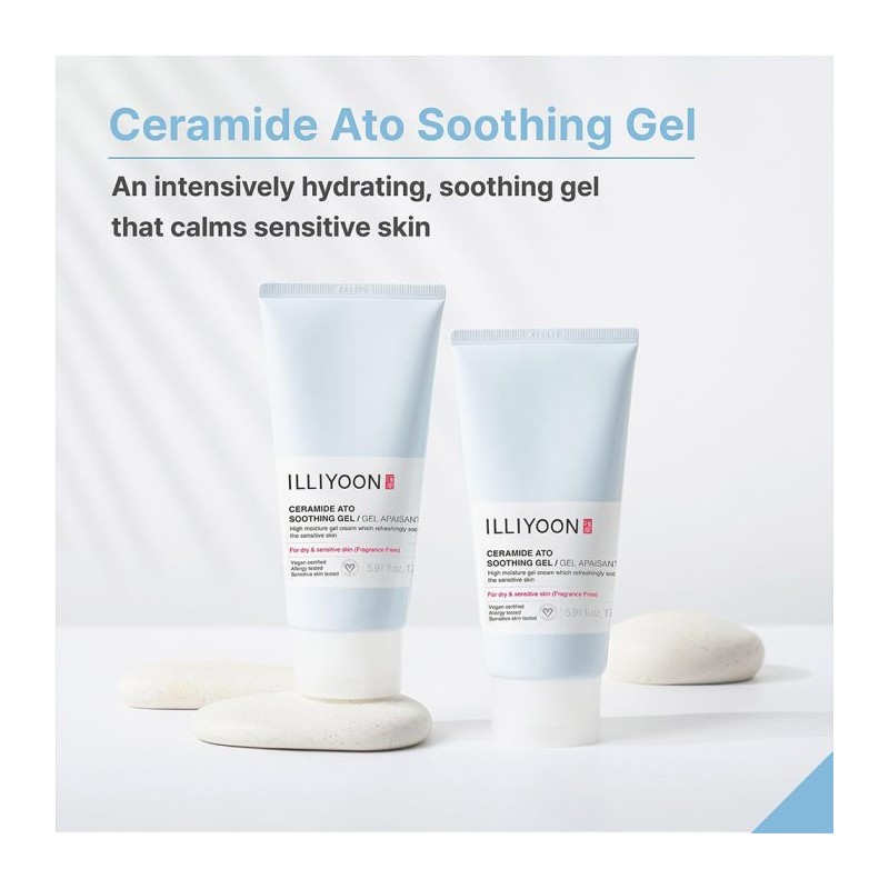 ژل کرم آبرسان و تسکین‌دهنده با سرامید و سنتلا مناسب پوست‌های چرب و حساس ایلیون Illiyoon Ceramide Ato Soothing Gel حجم 175 میل