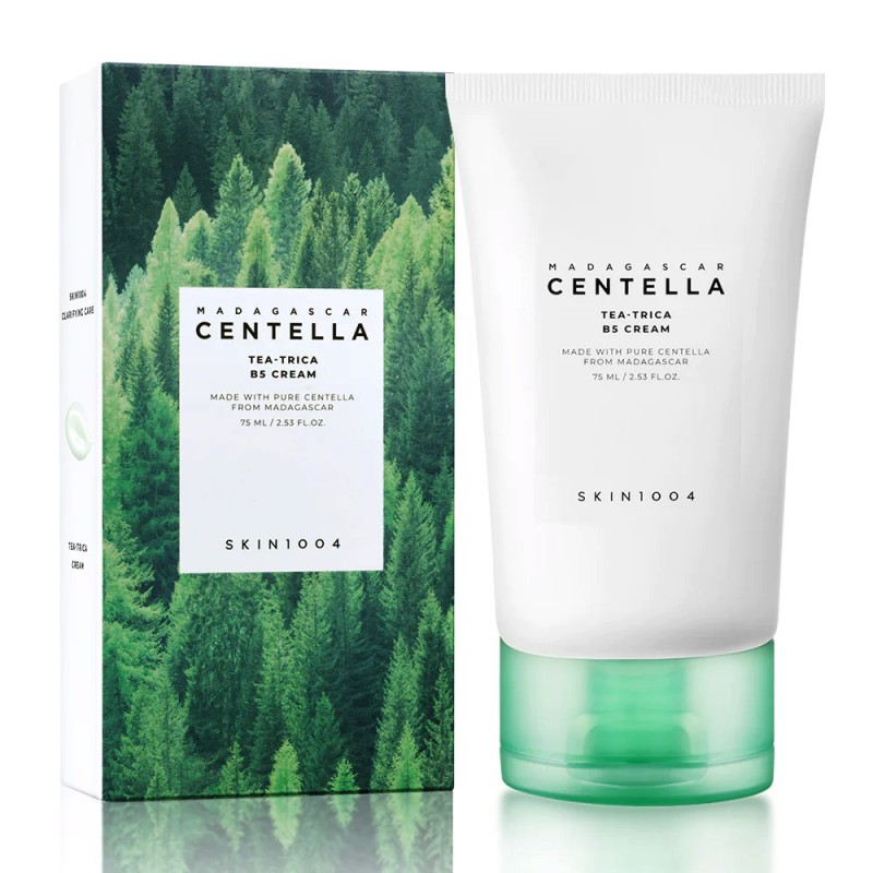 کرم ضد جوش تی تری سنتلا مناسب پوست‌های مستعد آکنه اسکین ۱۰۰۴ | SKIN1004 Madagascar Centella Tea-Trica B5 Cream حجم ۷۵ میل