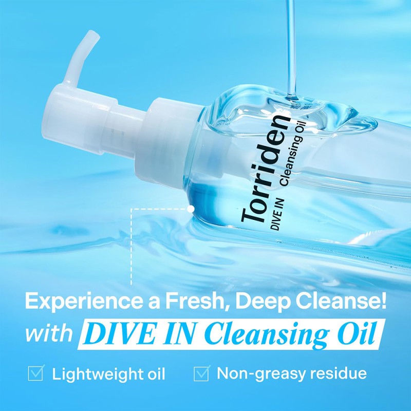شوینده روغنی آبرسان عمقی و کنترل‌کننده منافذ مناسب انواع پوست توریدن Torriden DIVE IN Cleansing Oil حجم 200 میل