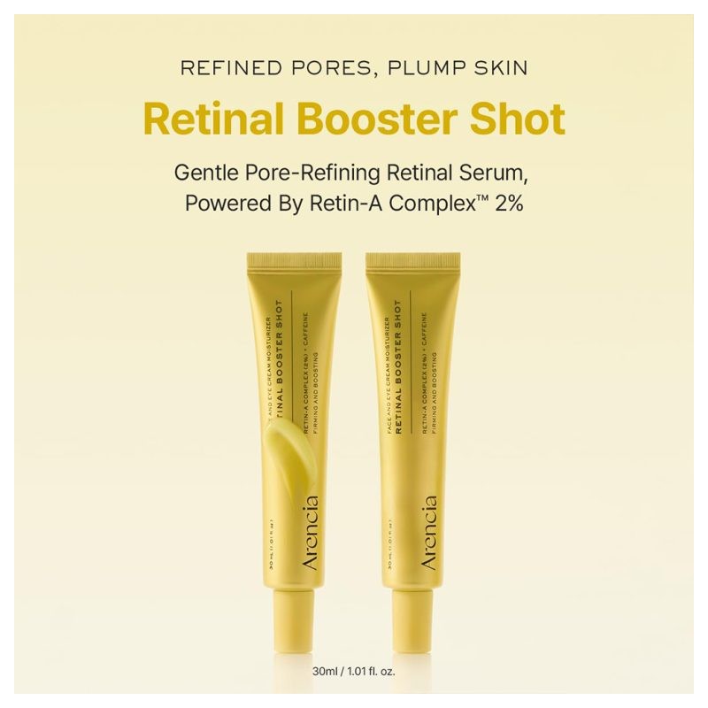 سرم ضدچروک و جمع‌کننده منافذ دور چشم و صورت با رتینال مناسب انواع پوست آرنسیا Arencia Retinal Booster Shot  حجم 30 میل