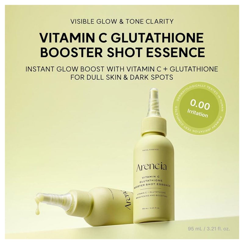 اسنس ضد لک با ویتامین سی و گلوتاتیون مناسب انواع پوست آرنسیا Arencia Vitamin C Glutathione Booster Shot Essence حجم 95 میل