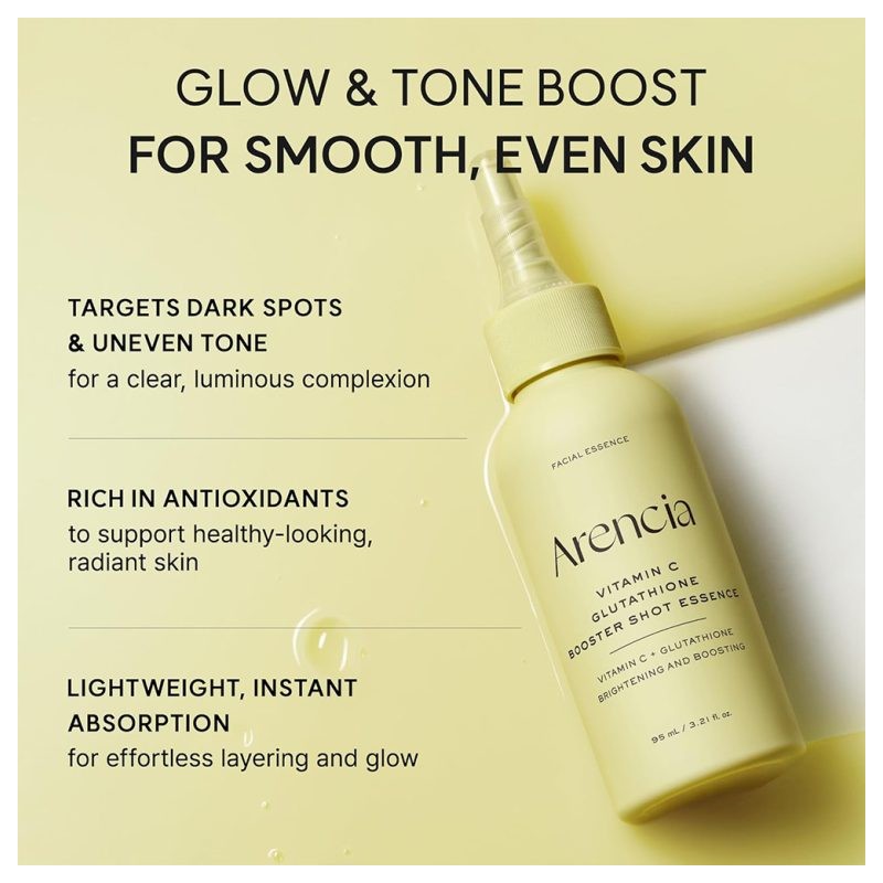 اسنس ضد لک با ویتامین سی و گلوتاتیون مناسب انواع پوست آرنسیا Arencia Vitamin C Glutathione Booster Shot Essence حجم 95 میل