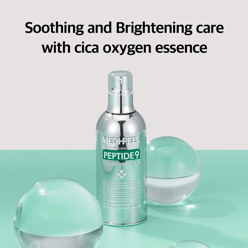 اسنس روشن‌کننده با ۹ پپتاید و سیکا مناسب انواع پوست مدی‌پیل Medi-Peel Peptide 9 Volume White Cica Essence Pro حجم 100 میل