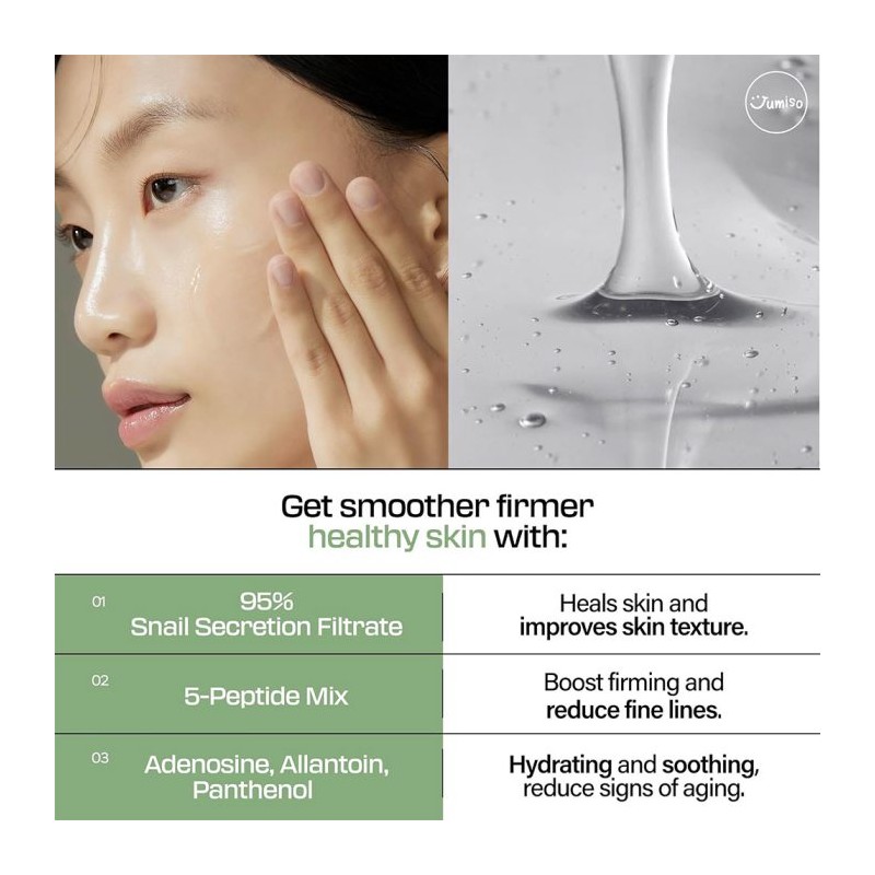 اسنس آبرسان حلزون و پپتید مناسب انواع پوست جومیسو Snail Mucin 95 + جومیسو | Jumiso Peptide Essence حجم 140 میل