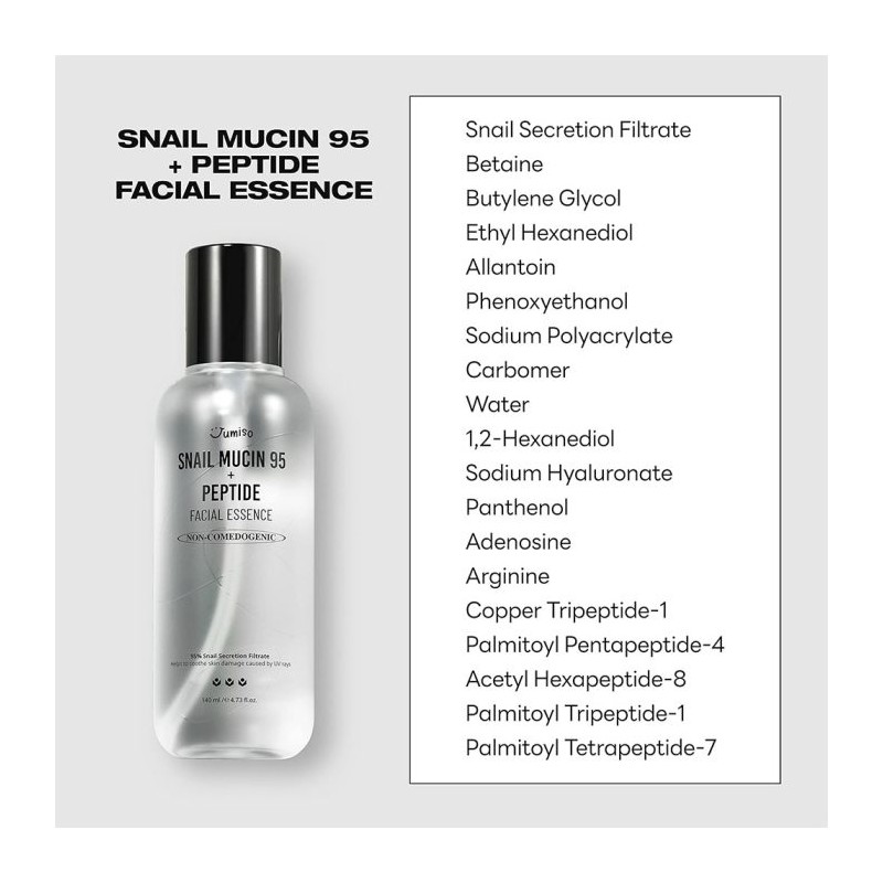 اسنس آبرسان حلزون و پپتید مناسب انواع پوست جومیسو Snail Mucin 95 + جومیسو | Jumiso Peptide Essence حجم 140 میل