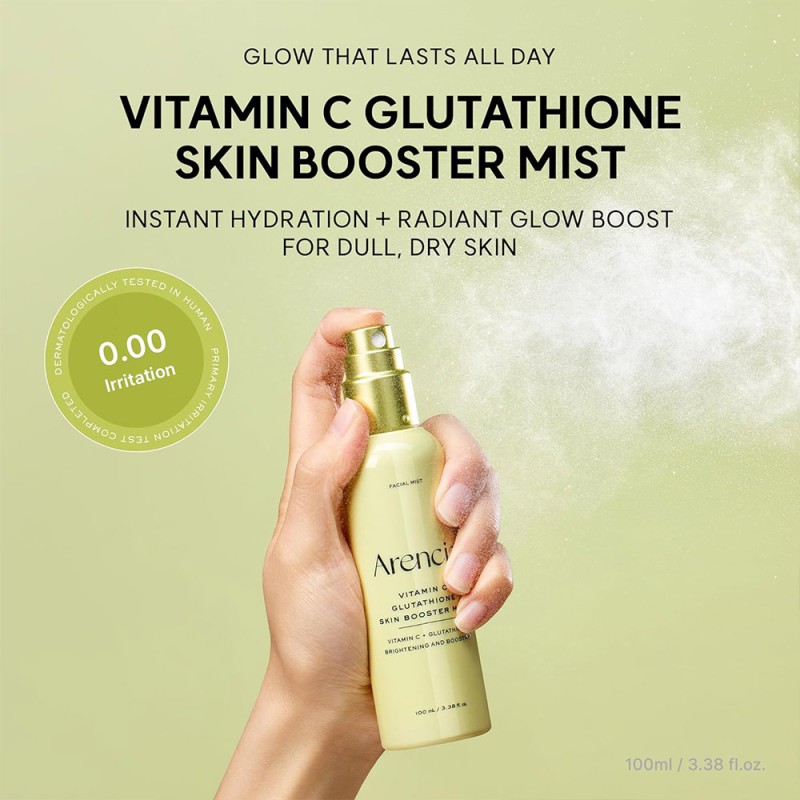 میست آبرسان ویتامین سی و گلوتاتیون مناسب پوست‌های کدر و خشک آرنسیا Arencia Vitamin C Glutathione Skin Booster Mist حجم 150 میل