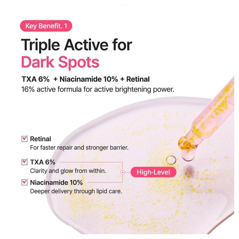 سرم ضد لک ترانگزامیک اسید و نیاسینامید و رتینال مناسب پوست چرب و دارای لک پیوریتو TXA 6 Niacinamide 10 Retinal Serum  حجم 30 میل