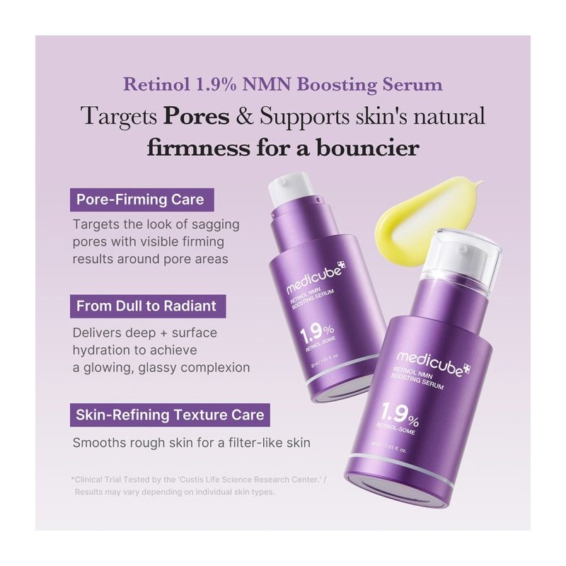 سرم تقویت‌کننده ضدچروک با رتینول ۱٫۹٪ و NMN مناسب انواع پوست مدی کیوب Retinol NMN Boosting Serum حجم 30 میل