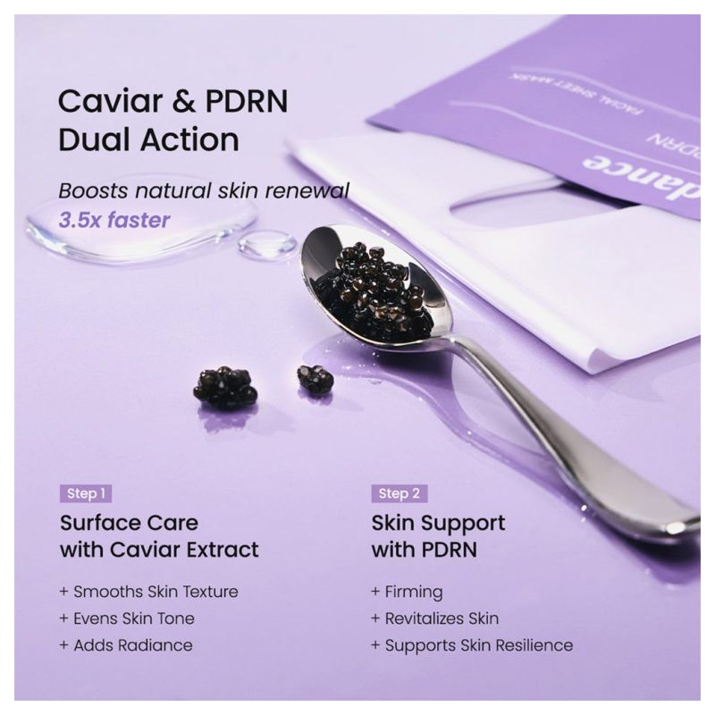 ماسک ورقه ای ضد چروک و درخشان کننده PDRN و خاویار مناسب دهیدراته بایودنس Rejuvenating Caviar PDRN Real Deep Mask بسته 4 عددی