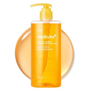 شوینده بدن لایه بردارو روشن کننده مناسب انواع پوست مدی کیوب Kojic Acid Turmeric Brightening Body Wash حجم 400 میل
