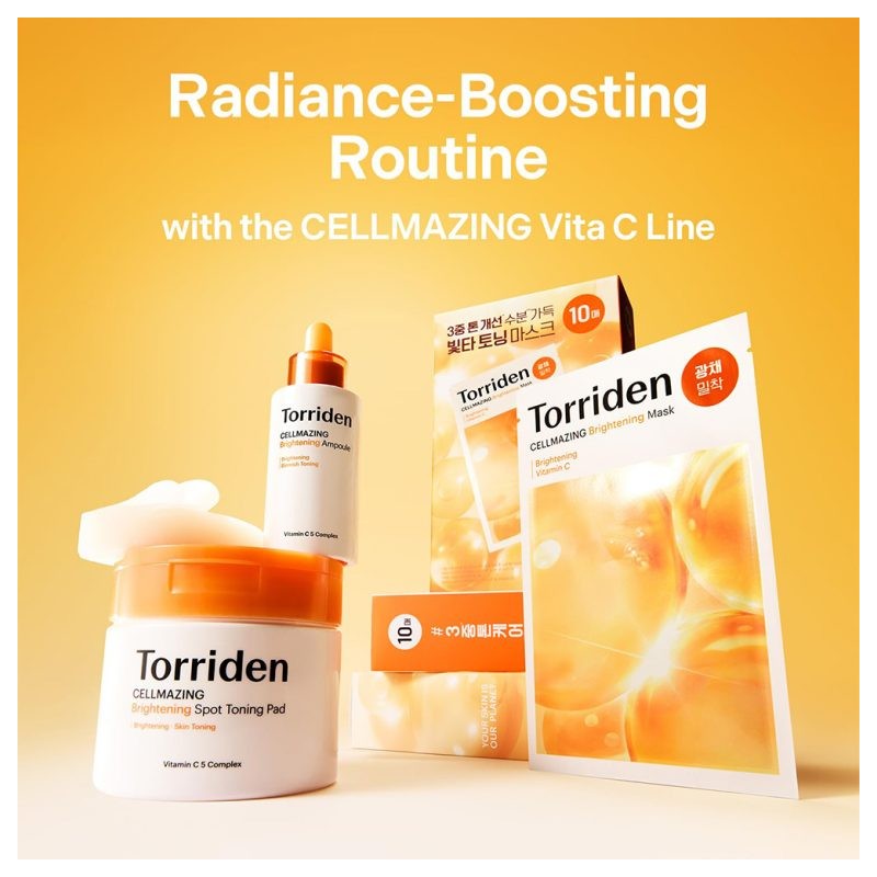 پد تونر ضد لک ویتامین سی و نیاسینامید مناسب پوست کدر و دارای لک توریدن CELLMAZING Brightening Spot Toning Pad حجم 175 میل