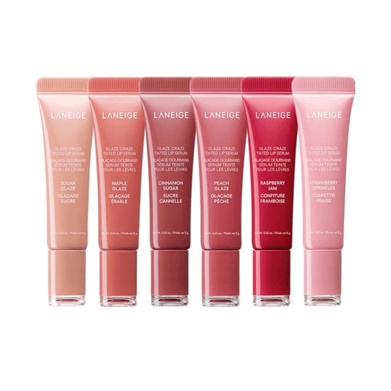 تینت لب سرمی لانیژ آبرسان، حجم دهنده و درخشان کننده Laneige Glaze Craze Tinted Lip Serum - cinnamon-sugar