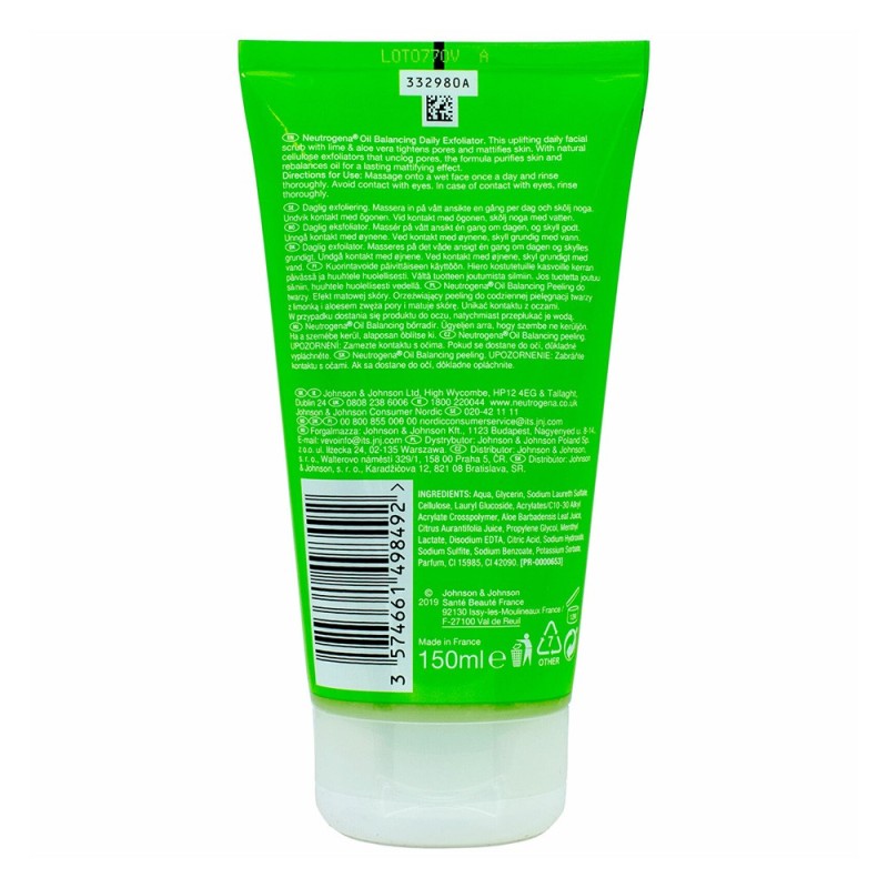 اسکراب لایه بردار و کنترل چربی اویل بالانسینگ نوتروژینا نوتروژینا Neutrogena Oil Balancing daily exfoliator with lime & Aloe Ver