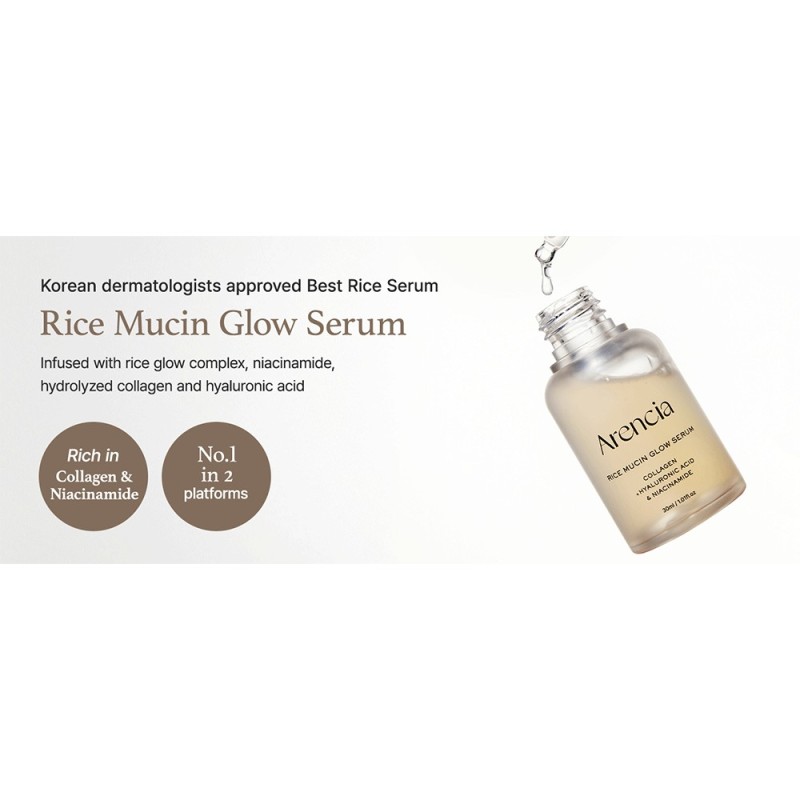 سرم روشن کننده برنج و حلزون آرنسیا Arencia Rice Mucin Glow Serum