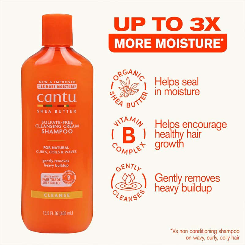 شامپو شی باتر موهای فر و مجعد کانتو Cantu Shea Butter Cleansing Cream Shampoo 400ml