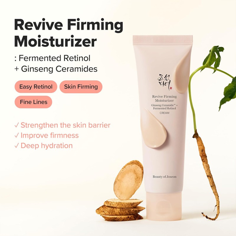 کرم مرطوب کننده رتینول تخمیری جینسینگ و سراماید بیوتی آف جوسان ضد چروک و جوانساز پوست Beauty of Joseon Revive Firming Moisturize